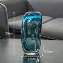 Axyaa Blue Bubble Glass Vase Hydroponic Flower Pot Modern Desk Decoration