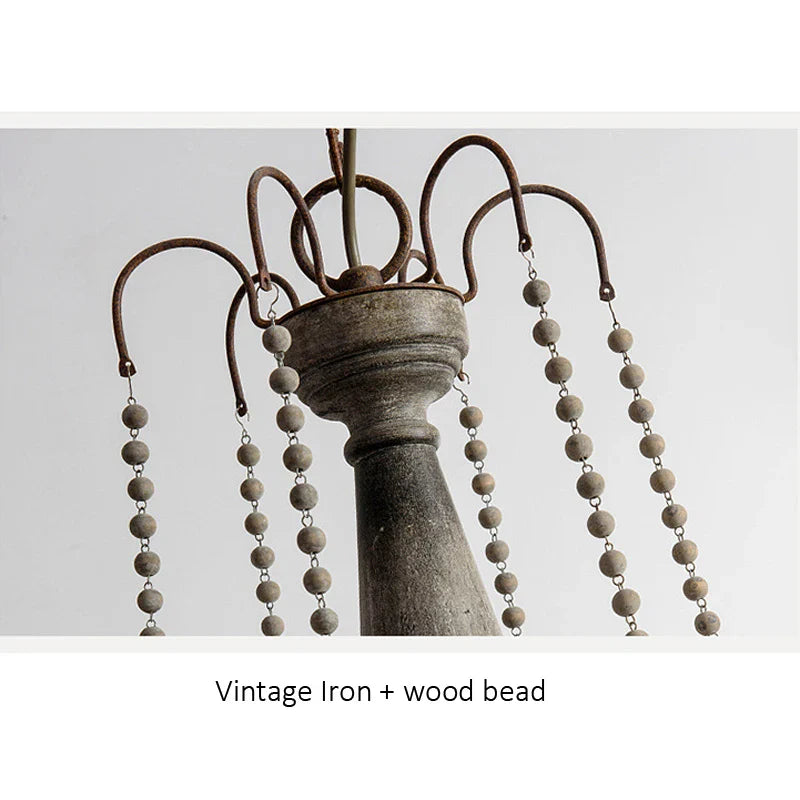 Axyaa Retro Princess Chandelier: Wood Pendant Light for Living, Bedroom, Dining Room