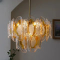Axyaa Vintage Amber Glass Chandelier: Mid-Century American Style Light for Living Room