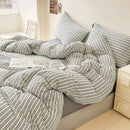 Axyaa Japan Style Plaid Queen Duvet Cover Set with Sheets & Pillowcases