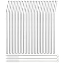 Axyaa Glass Drinking Straws Set | 16pcs Transparent Eco-friendly Cocktail Milkshake Straws