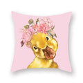 Floral Animal Painting Pillowcase Pink Cat Dog Llama Sofa Cushion Cover Home Decor