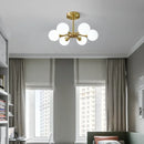 Axyaa White Glass Ball Ceiling Chandelier with Copper LED - Minimalist Nordic Luxury