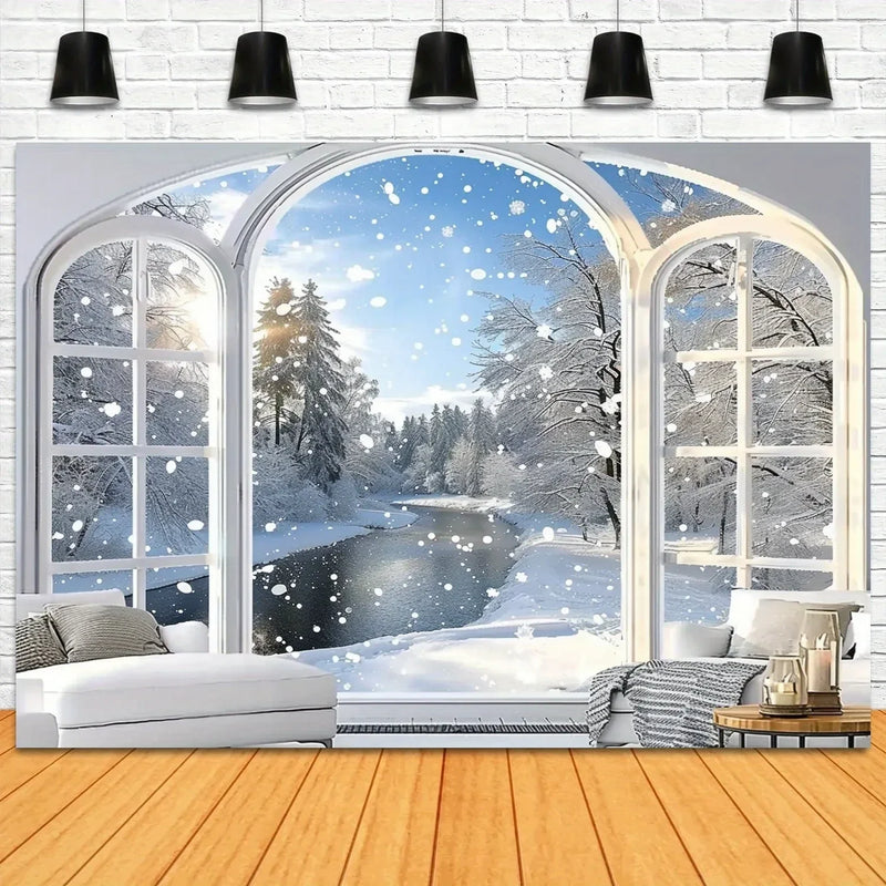 Axyaa Winter Snow Scene Tapestry for Outdoor Home Decoration