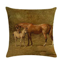 Axyaa Retro Horse Print Cushion Cover for Home Decor 45x45cm