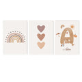 Axyaa Rainbow Flower Sun Heart Nursery Canvas Art Print Kid Room Decor