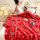 Axyaa Christmas Flannel Blanket with Xmas Tree Stocking Print, Soft Fleece Plush Bed Cover