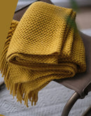 Nordic Knit Throw Blanket with Tassels by Axyaa - Cozy Farmhouse Gift Blanket
