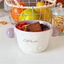 Color Block Binaural Ceramics Bowl Set by Axyaa for Breakfast, Snacks, and Desserts