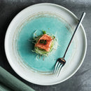 Axyaa Ceramic Steak Plate Set, Underglaze Japanese Western Design