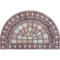 Axyaa Semi-circle Ethnic Floral Floor Mat: Retro Art, Geometric Design, Stain-resistant Rug