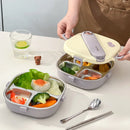 Axyaa Stainless Steel Square Lunch Box with Compartments and Cutlery