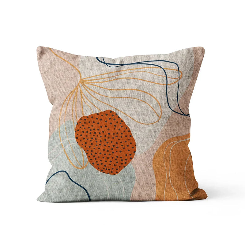 Axyaa Beige Linen Flower Cushion Cover 45x45cm Home Decor Pillow Case