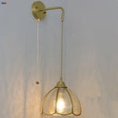 Axyaa Glass Brass LED Wall Sconce Vintage Vanity Light Fixture