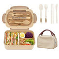 Axyaa 3-Compartment Lunch Box with Utensils, Leak-Proof & Durable Plastic Containers