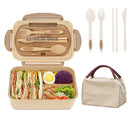 Axyaa 3-Compartment Lunch Box with Utensils, Leak-Proof & Durable Plastic Containers