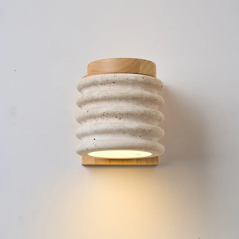 Axyaa Yellow Travertine LED Wall Sconce - Mid Century Modern Button Switch Stair Light