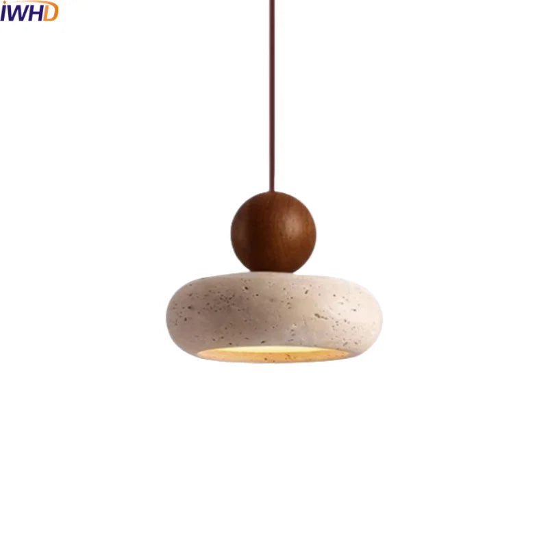 Axyaa Yellow Travertine LED Pendant Lights for Modern Living Spaces