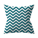 Teal Blue Green Floral Stripe Geometric Pillowcase by Axyaa for Home Decor