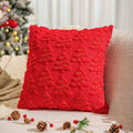 Axyaa Christmas Red 3D Xmas Tree Velvet Pillowcase