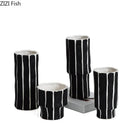 Axyaa Stripe Ceramic Vase Flower Pots Desk Decor Ornaments Craft Floral Vases