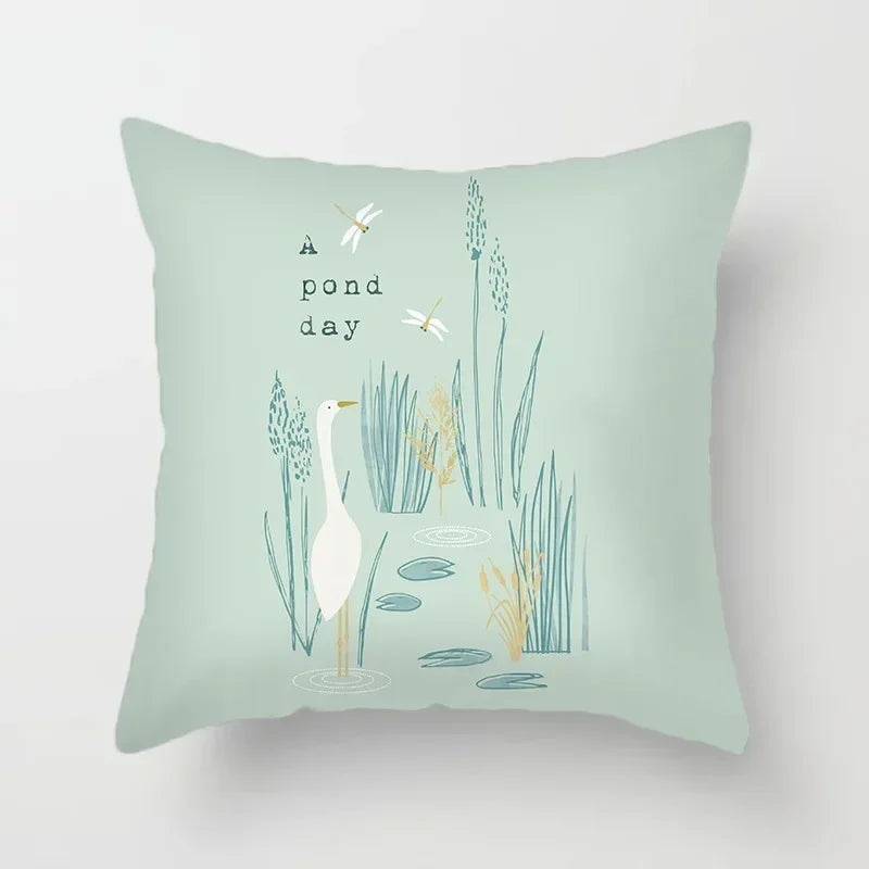 Axyaa Sea Turtle & Bird Pillowcase - Single Print Sofa Case for Children's Bedroom