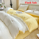 Axyaa Solid Color Cotton 4-Piece Set: Mattress, Bed Sheet, Quilt Cover - Super Soft