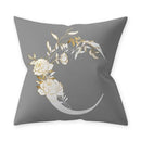 Axyaa Grey Flowery Print Alphabetic Cushion Cover for Home Sofa Decor 45x45cm