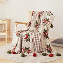 Axyaa Bohemian Fringed Cotton Knit Throw Blanket - Reversible Tassel Accent Lap Blanket