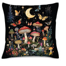Enchanted Night Mushroom & Butterfly Pillow Cover for Sofa, Bedroom, Car - Axyaa
