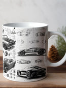 Axyaa Retro 1960s Style Car Art Mug - Microwave Safe, Ideal for Coffee Enthusiasts