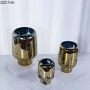 Axyaa Gold Crack Texture Glass Vase for Desk Decoration & Floral Arrangement