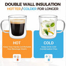 Axya Double Wall Glass Espresso Cups Set for Hot/Cold Drinks