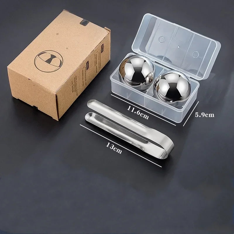 Axyaa Stainless Steel Round Hockey Ice Clip Set for Whiskey Beer Cooler Bars