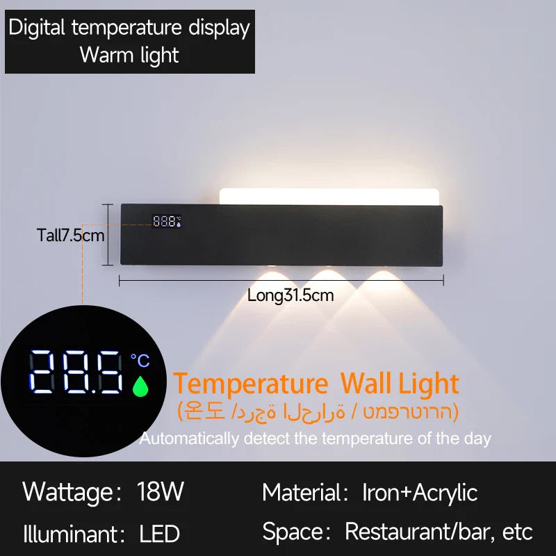 Axyaa Smart Indoor Wall Light with Digital Time Display for Home Decor