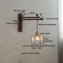 Axyaa Wood Square Glass Wall Sconce LED Lights with Pull Chain Switch