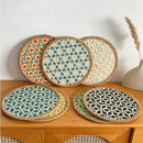 Axyaa Bohemian Rattan Placemat Set - Handwoven Insulation Pad for Table Decoration