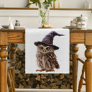 Axyaa Halloween Owl Wizard Hat Table Runner - Elegant Home Dining Decor
