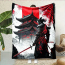 Axyaa Samurai Spirit Flannel Throw Blanket - All-Season Comfort, Cartoon Print, Bed Sofa Camping