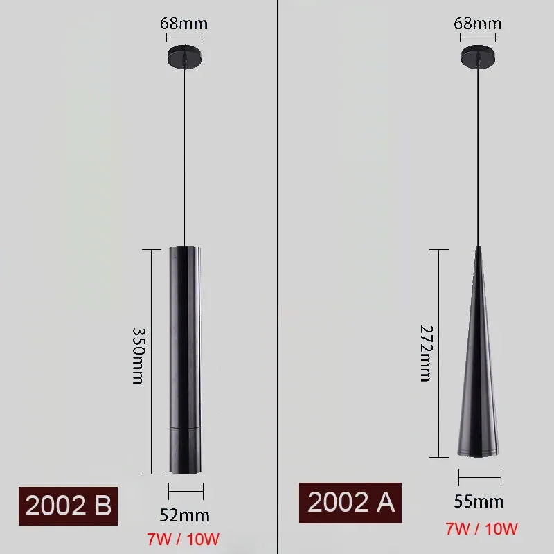 Axyaa Modern Nordic LED Tube Pendant Light for Dining, Bar 5W/7W/10W