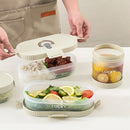 Axyaa Oval Lunch Box Set with Foldable Utensils - Leak-proof Container for Students & Kids