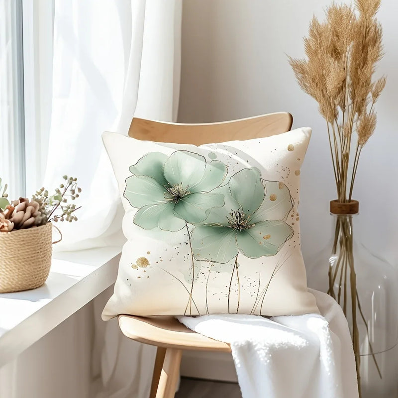 Axyaa Green Floral Print Pillowcase for Home Decor