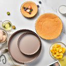 Axyaa Fluted Tart Pan with Removable Bottom, Nonstick Bakeware for Baking & Quiches
