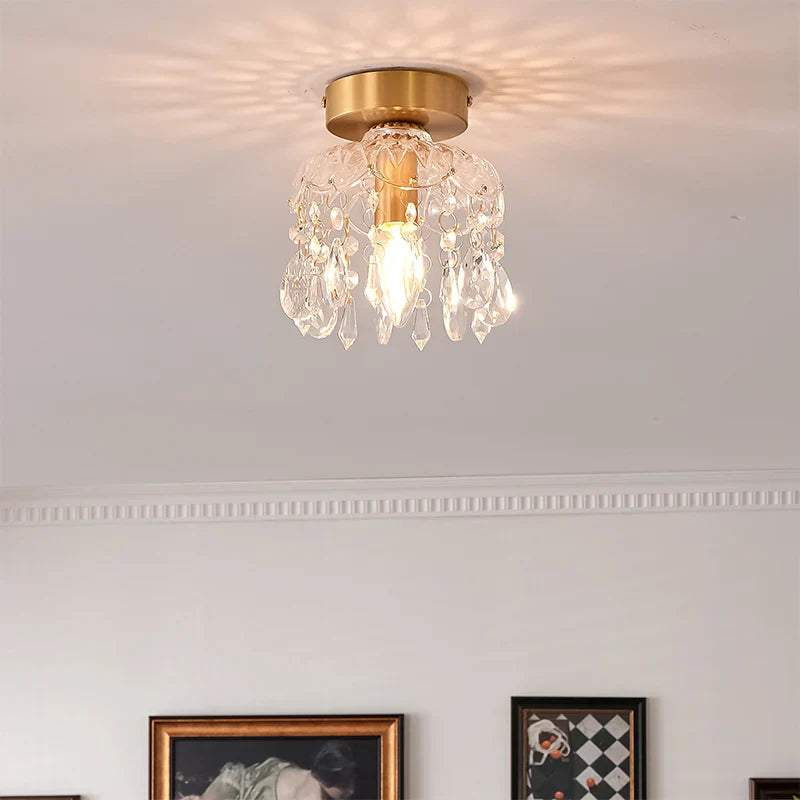 Axyaa Nordic Luxury LED Ceiling Light Copper Glass Luminaire