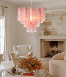 Axyaa Pink Glass Chandelier: Elegant Murano Pendant Lamp for Home Decor