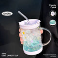 Axyaa 1000ML Glass Measuring Cup with Lid, Handle & Scale - Clear, Multifunction, Home Kitchen Mug