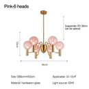 Axyaa Gold LED Chandelier with Pink Glass Shades for Home Decor