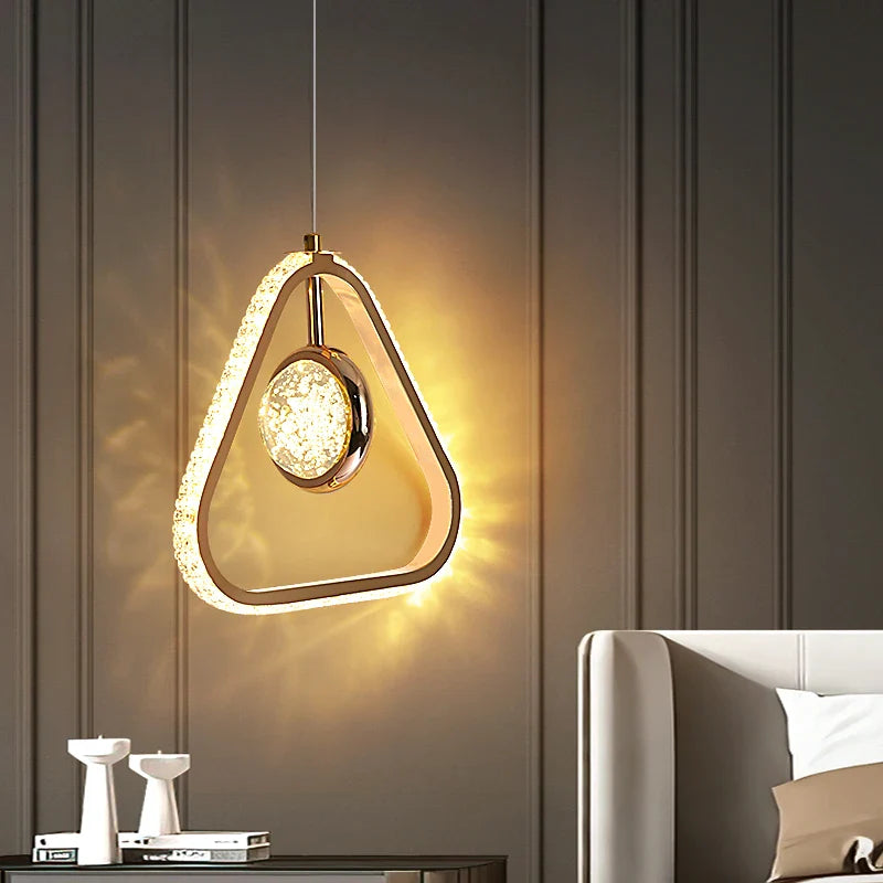 Axyaa Crystal Sphere LED Pendant Lamp in Black/Gold - Modern Home Lighting