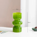 Axyaa Green Glass Vase Hydroponics Plant Pot for Table Decoration Aesthetic Floral Room Decor