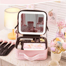 Axyaa Lighted Mirror Travel Makeup Bag - Professional Cosmetic Organizer